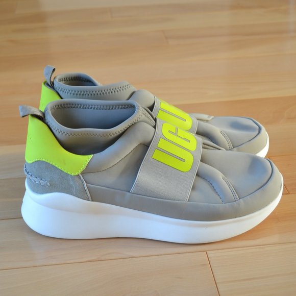 UGG Shoes - NWOT UGG Sneaker Shoes Women's 8 Slip-On Gray with Neon Green Logo